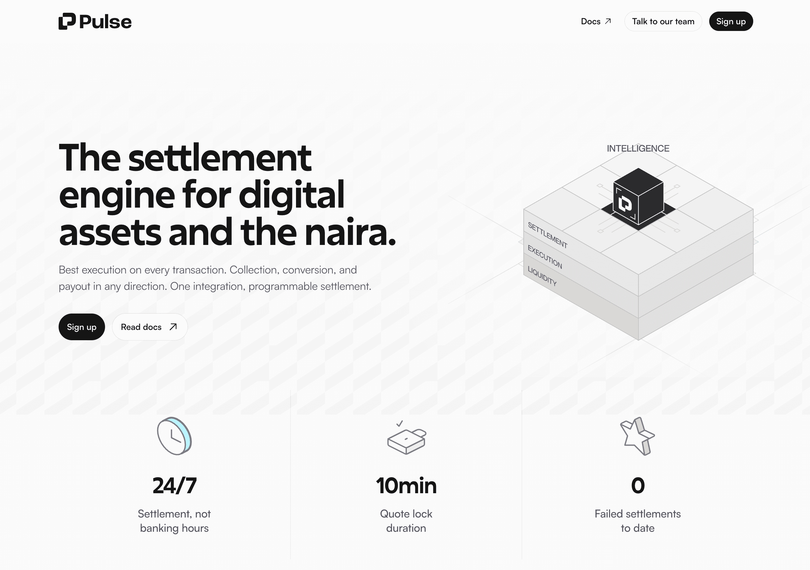 Pulse website showing the product overview and payment features