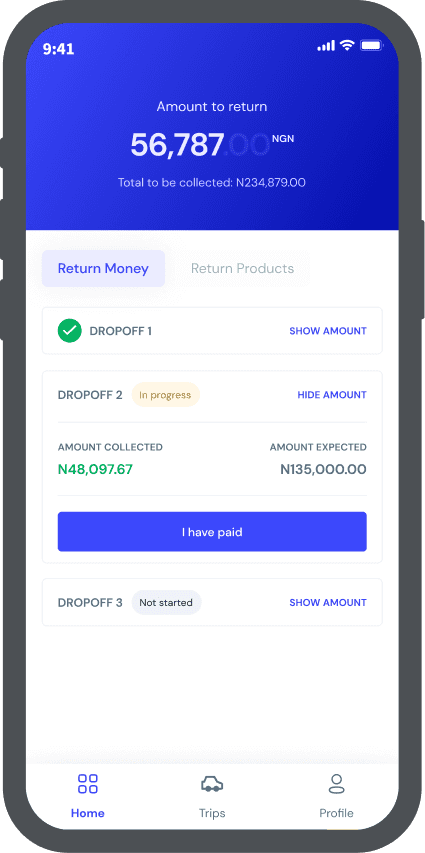 Driver app mobile screen 1