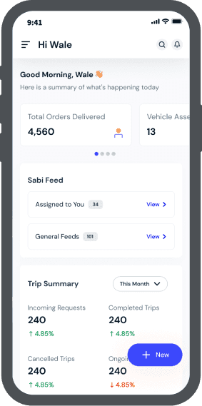 Logistics platform mobile view