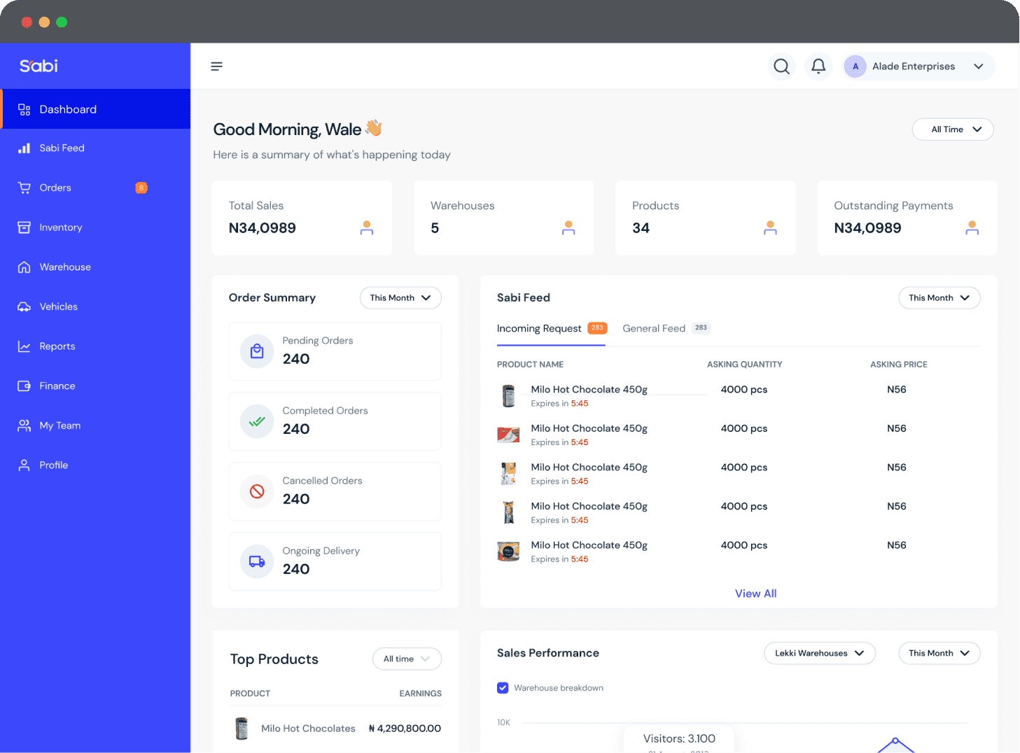 Suppliers platform desktop dashboard